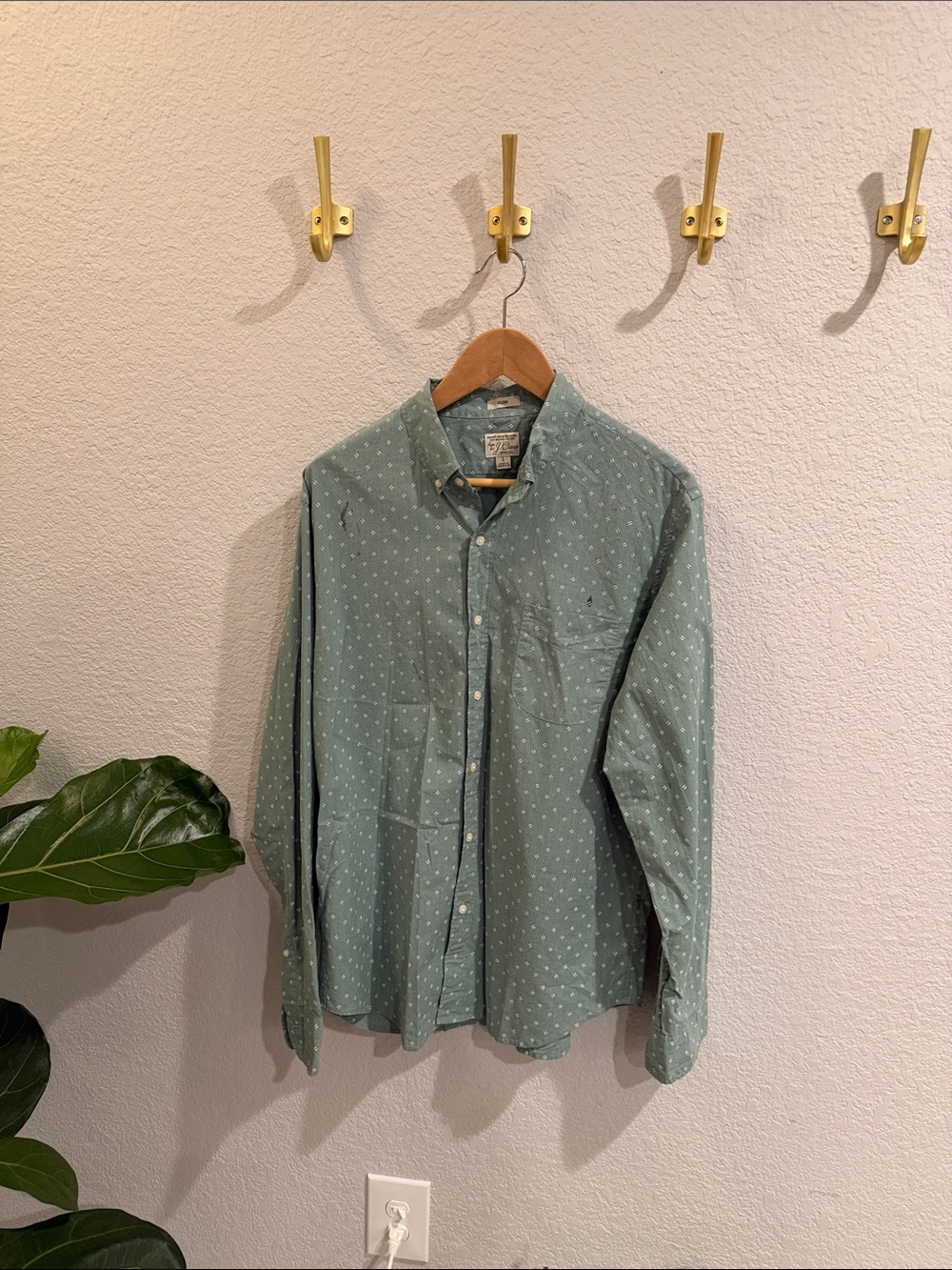 J. Crew Seafoam Green Polka Dot Button-Down Shirt